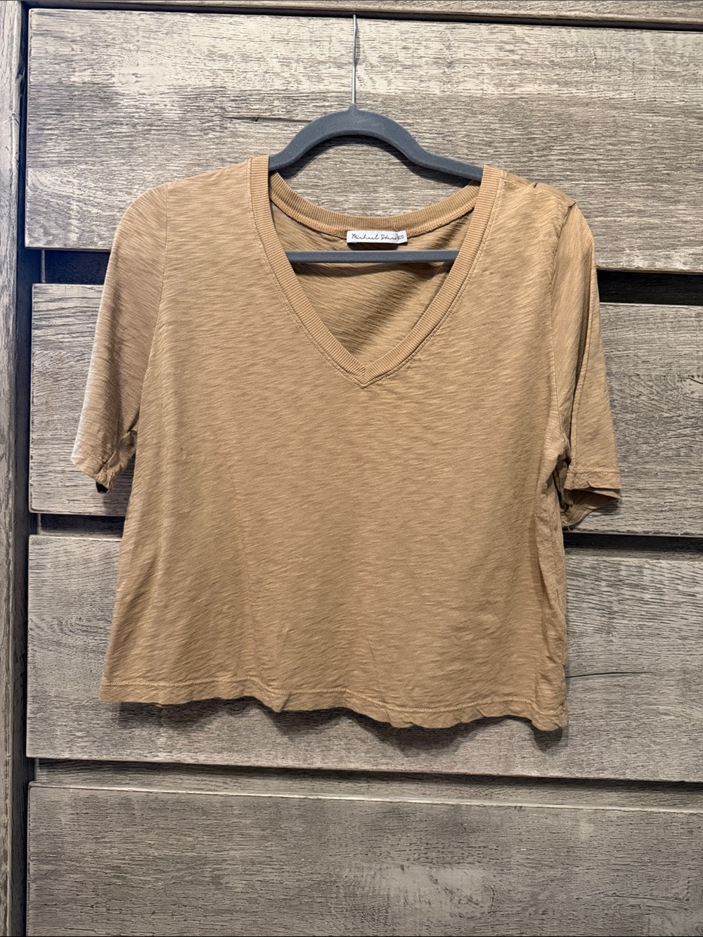 Michael Stars Camel V-Neck Short Sleeve Tee